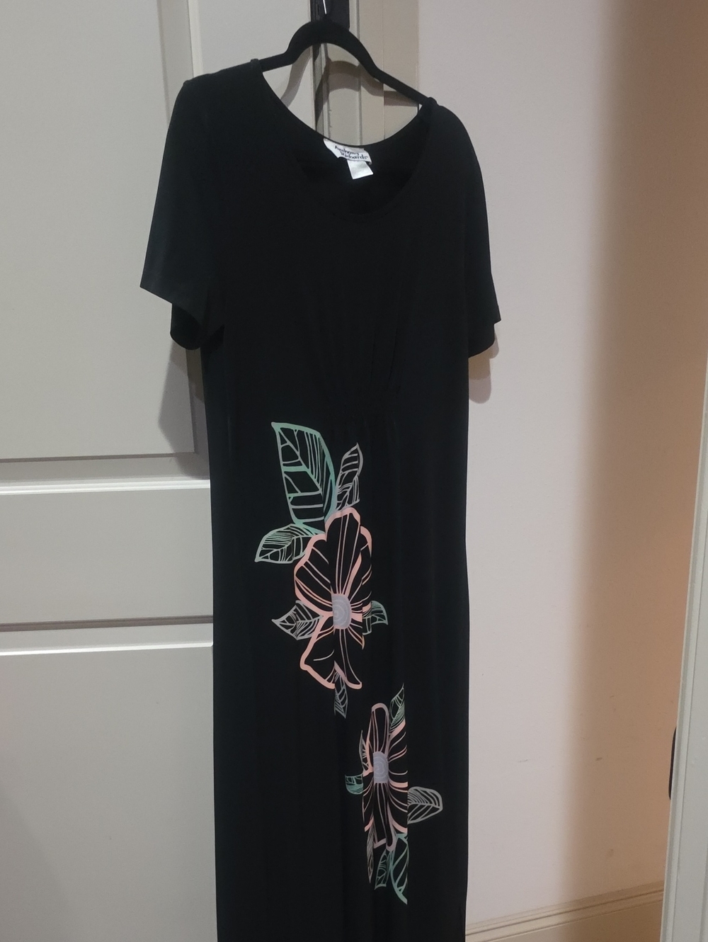 Anthony Richards Black Maxi Dress with Pink & Mint Floral Print